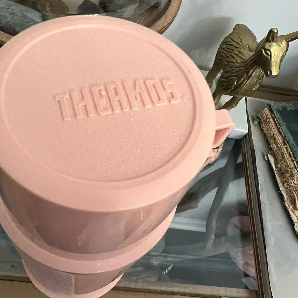 Vintage Pink plastic insulated metal Thermos for her.